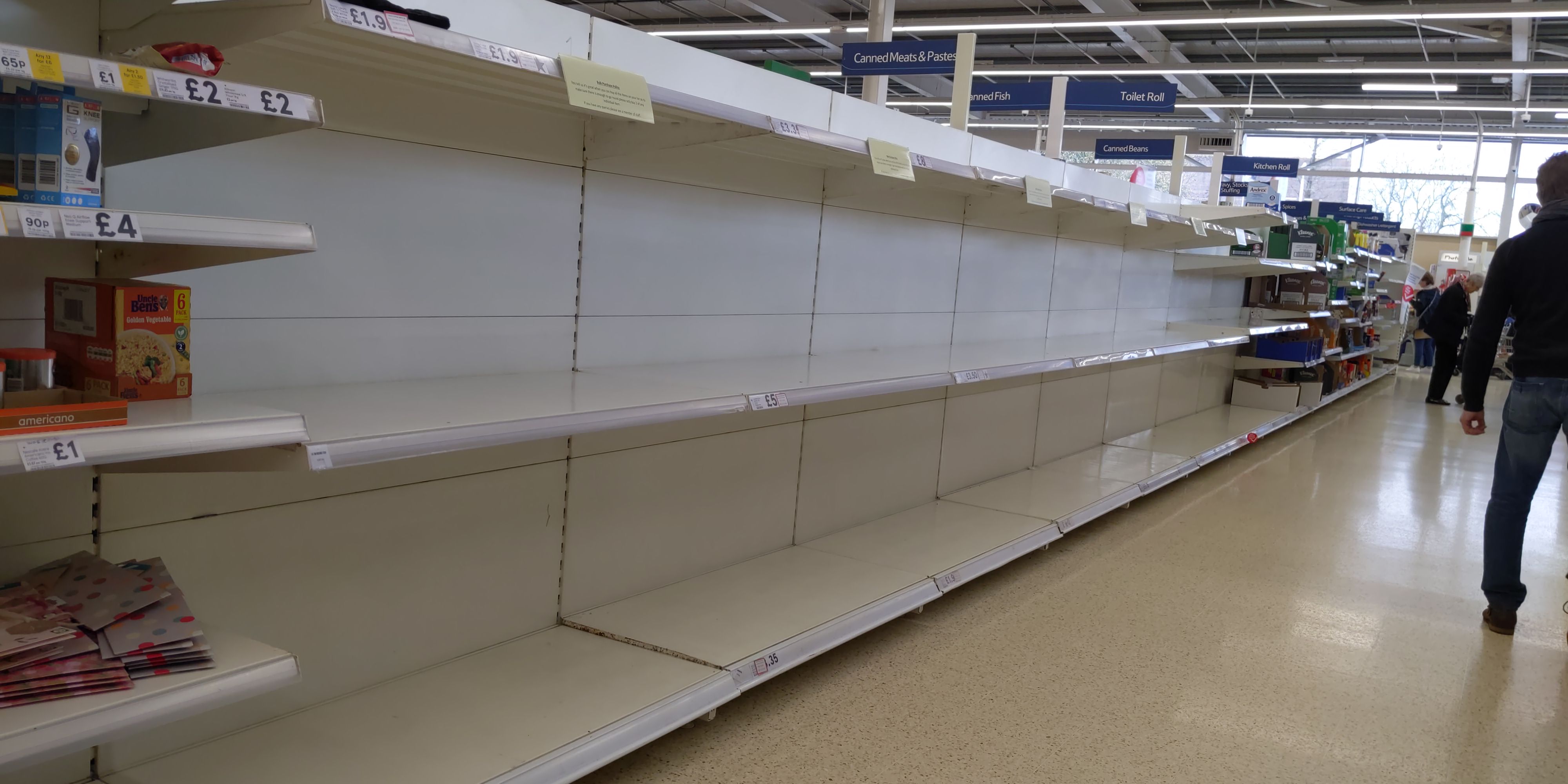 Empty shelves in Tesco Caterham 17 March 2020